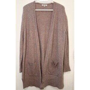 Madewell Open Front Long Cardigan Merino Wool Alpaca Blend Pockets Taupe Mauve M